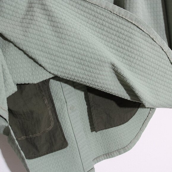 Lululemon Grid Fleece Hiking Overshirt Laurel Green / Medium Olive Button Up 8 - Picture 12 of 13